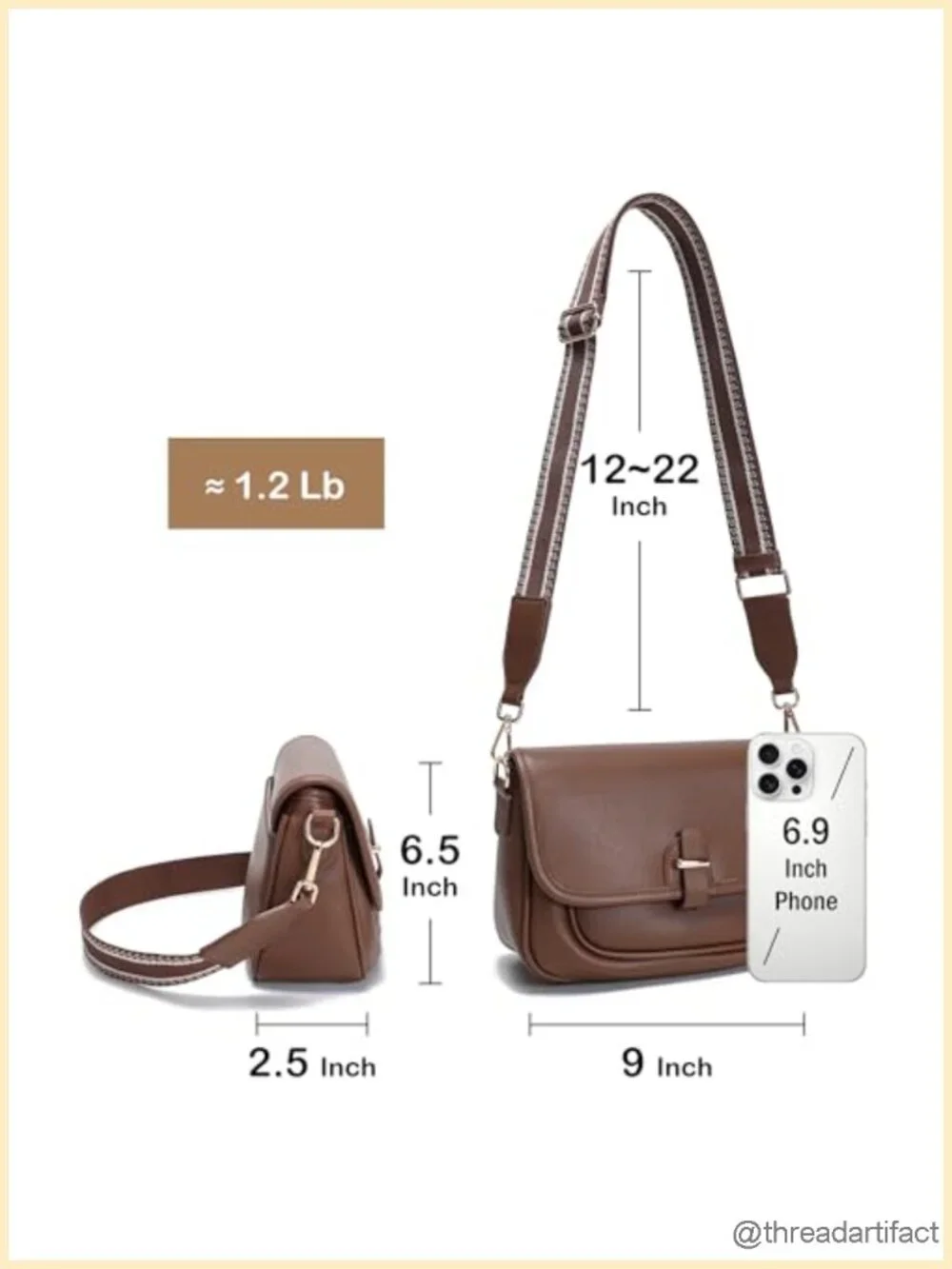 Faux Leather Crossbody Bag with Adjustable Strap and Pockets